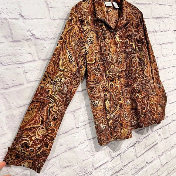 Zenergy by Chico's Paisley Print Zip Front Jacket Size 0 Small Stretch Boho - Picture 4 of 11